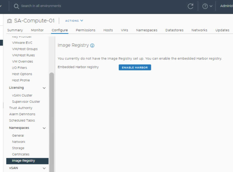 vSphere with Tanzu on VMware Cloud Foundation – Enable Embedded Harbor ...
